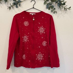 Mercer Street Studio Full Zip Beaded Slowflake Cardigan